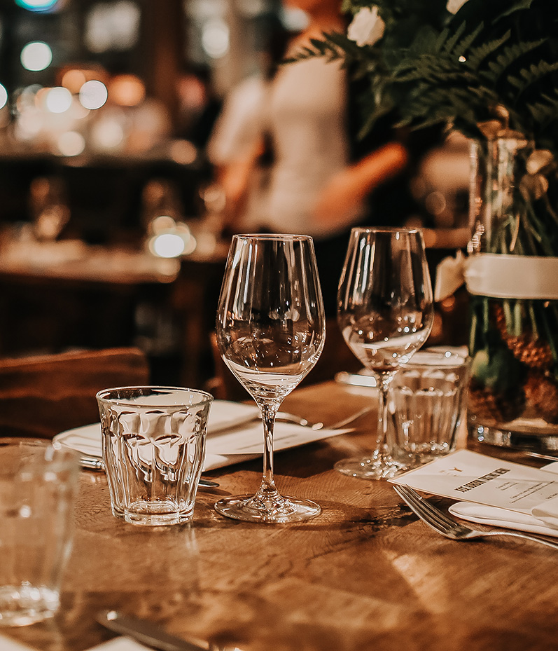 Table setting in restaurant